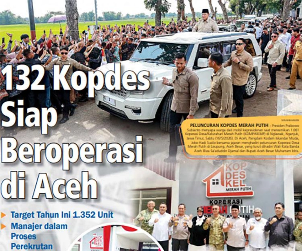 Warga Aceh Tenang Menantikan Operasi 132 KDMP Desa","PublicImpact":80,"Credibility":85,"Urgency":60,"Evidence":80,"LongTermValue":75,"Education":70,"FinalScore":77,"Summary":"Tiga ratus tiga puluh dua