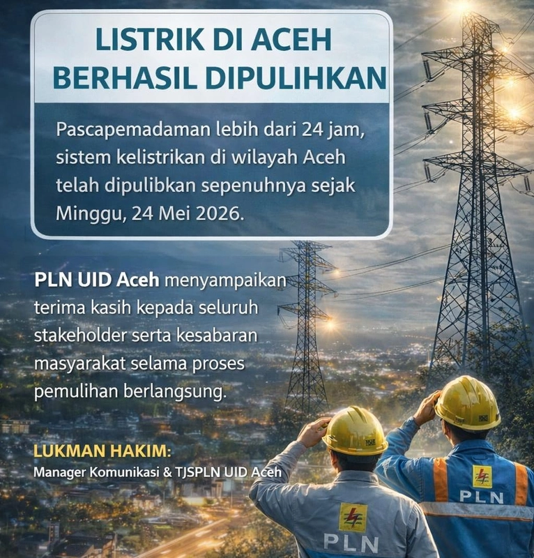 ,
"PublicImpact": 8,
"Credibility": 9,
"Urgency": 6,
"Evidence": 7,
"LongTermValue": 6,
"Education": 6,
"FinalScore": 75,
"Summary": "PLN UID Aceh melaporkan pemulihan total listrik di