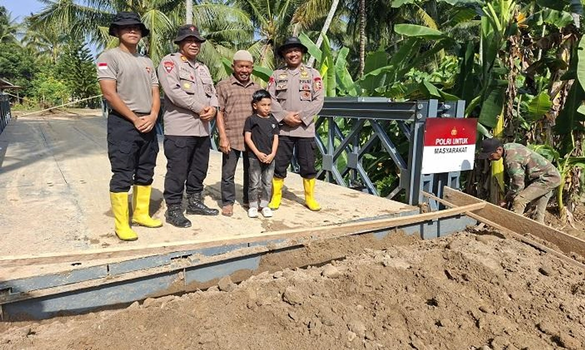 Jembatan Uteun Bunta Dibangun Brimob Polda Aceh, Warga Bireuen Lega