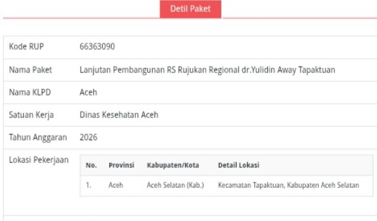: Warga Aceh Selatan menantikan RS Yulidin Away, anggaran Rp13,8 miliar 2026