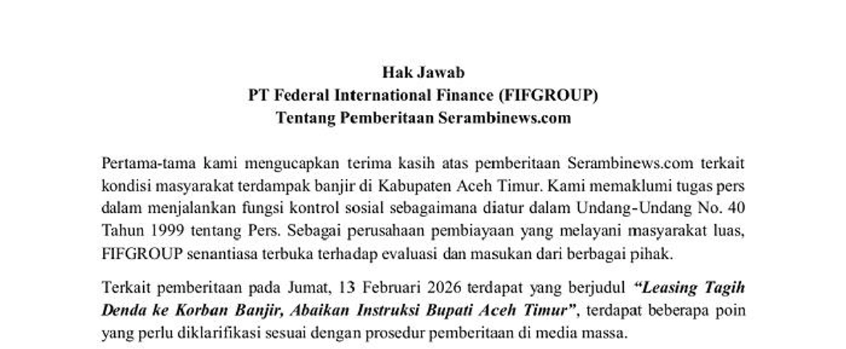 FIFGROUP Aceh Timur Beri Stimulus Restrukturisasi untuk Korban Banjir